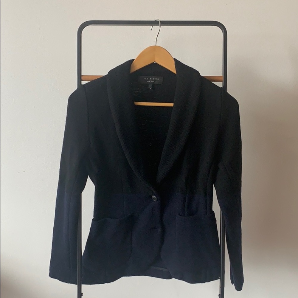 Rag & Bone sweater blazer two tone navy black